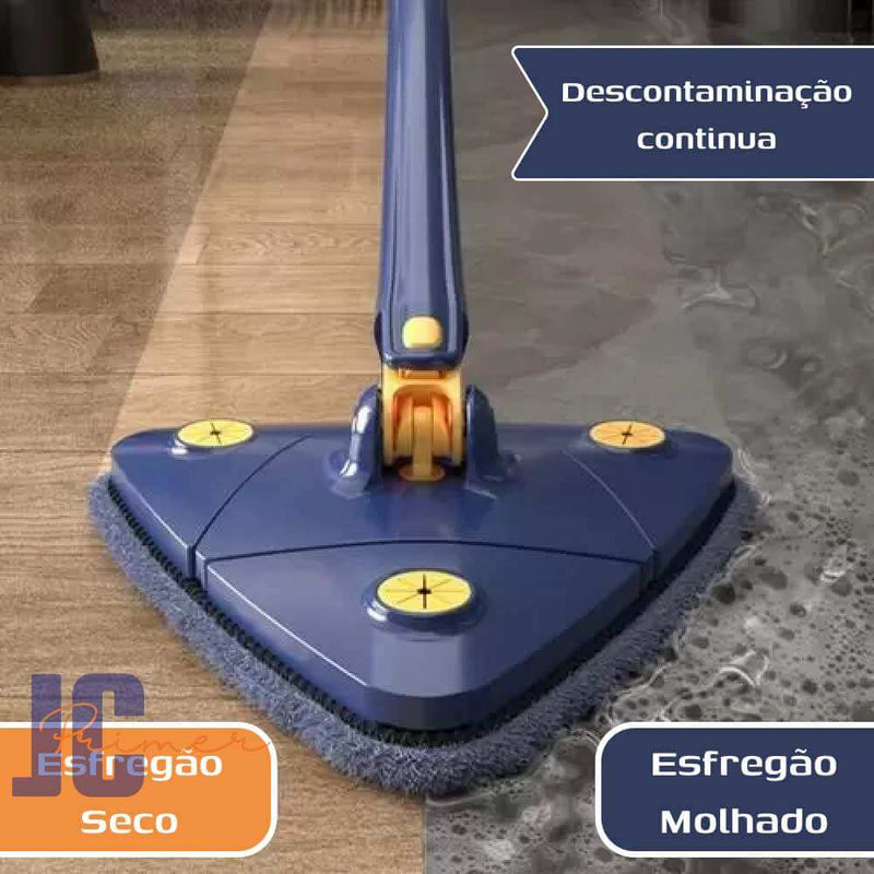 Mop De Limpeza, Esfregão Triangulo Ajustável Giratória 360