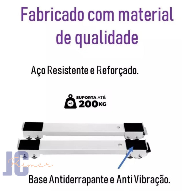 Suporte Base C/ Rodinhas Ajustável Máquina Lavar, Fogão E Móveis 200kg