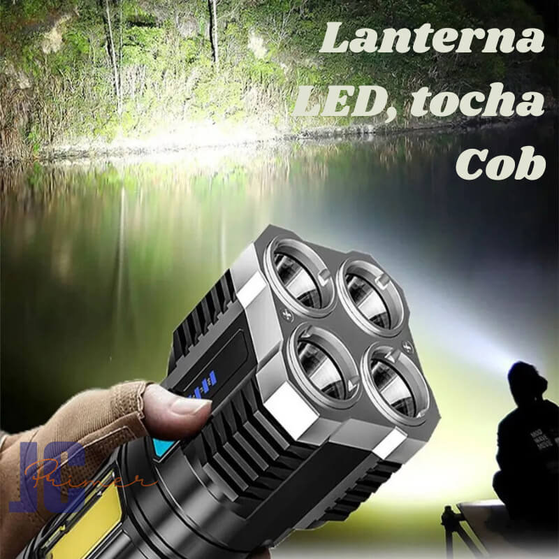 Alta Potência Alcance 4led +cob Lanterna Usb Recarregável