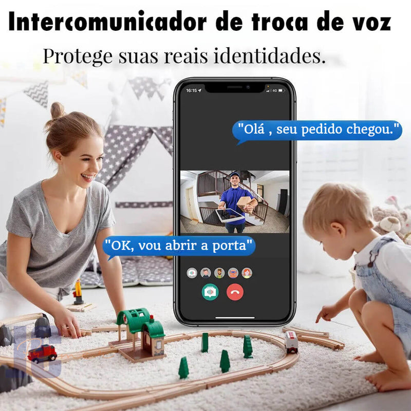 Campainha com Câmera de Vídeo WiFi Inteligente com Áudio e Vídeo.