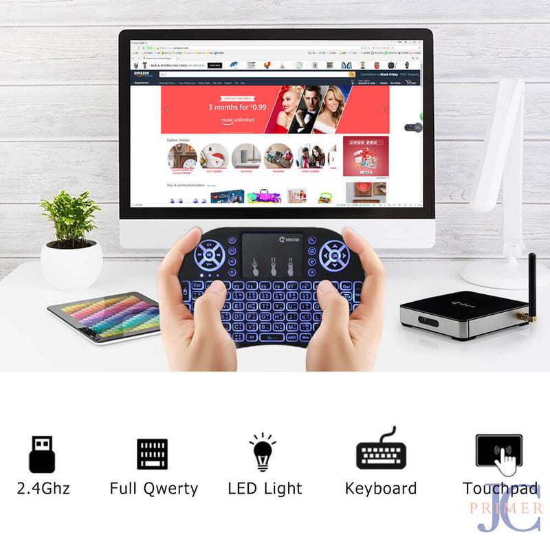 Mini Teclado Controle Para Smart Tv Tv Box Pc - Iluminado