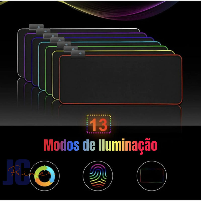 Mouse PAD Gamer LED RGB 7 Cores Tamanho Grande 80x30cm USB