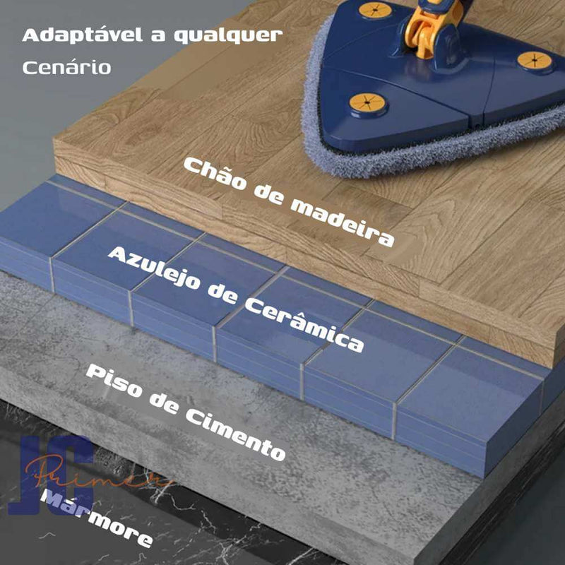 Mop De Limpeza, Esfregão Triangulo Ajustável Giratória 360