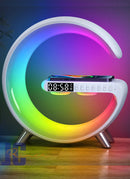 Caixa De Som Bluetooth G Speaker Luminária Bluetooth Inteligente Carregador Sem Fio 3 em 1 Alarme Luz RGB Smart Station