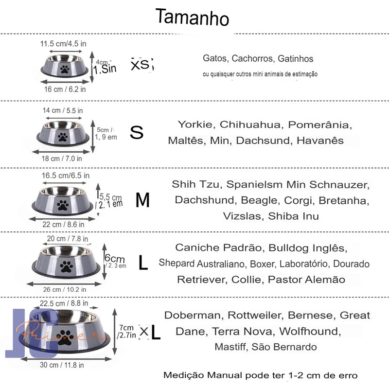 Tigela de Aço Inoxidável para Animais de Estimação