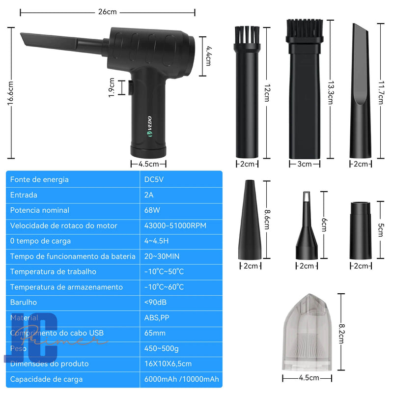 Ar comprimido Duster sem fio portátil recarregável sem fio