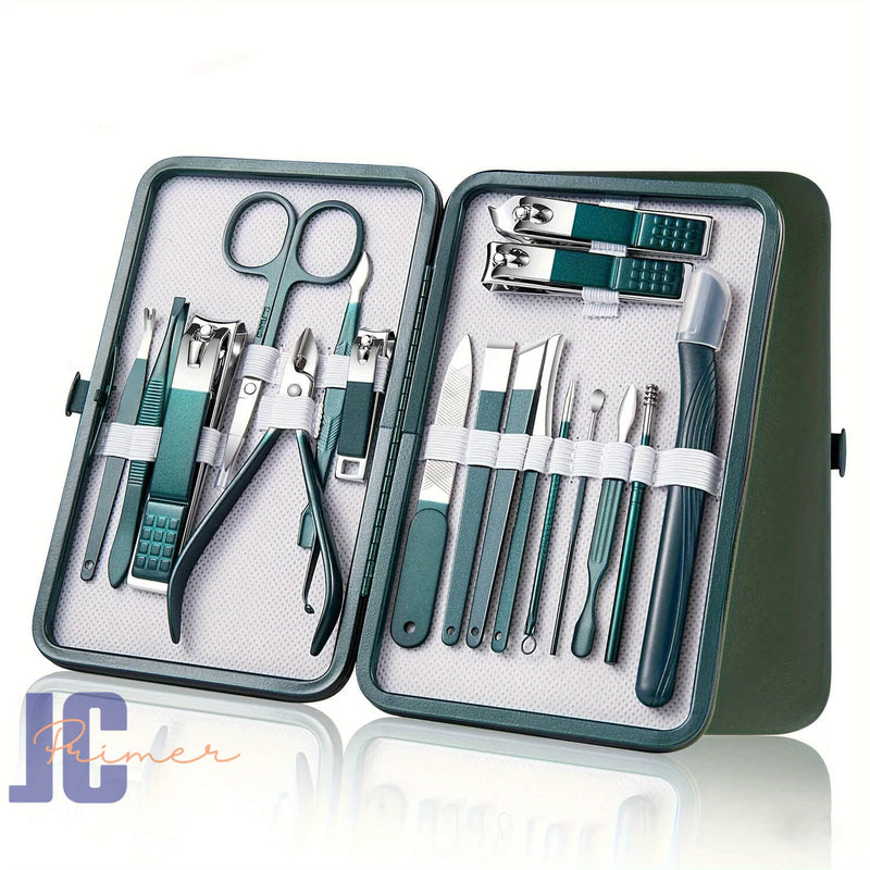 Kit profissional de cuidados com as unhas de 7 a 18 peças, conjunto de manicure e pedicure em aço inoxidável com estojo de viagem para cuidados pessoais em qualquer lugar