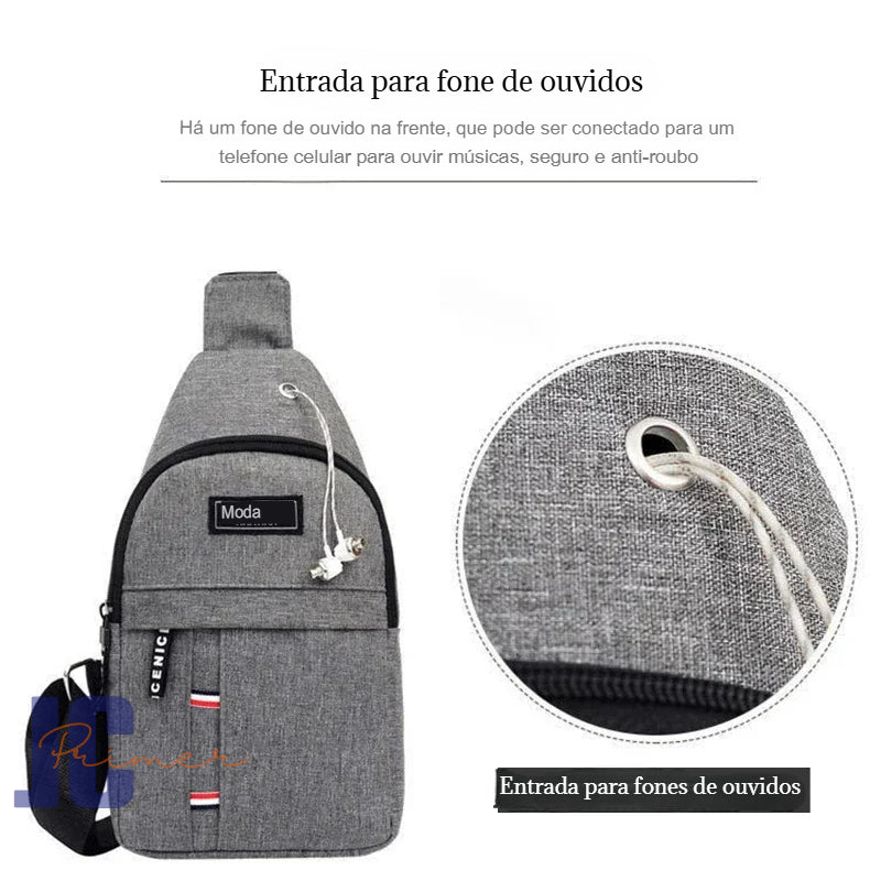 Bolsa tiracolo impermeável de um ombro para homens, simples mensageiro, bolsa de peito de nylon.