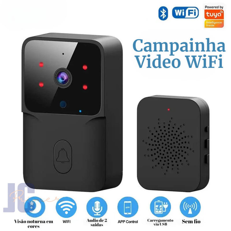 Campainha com Câmera de Vídeo WiFi Inteligente com Áudio e Vídeo.