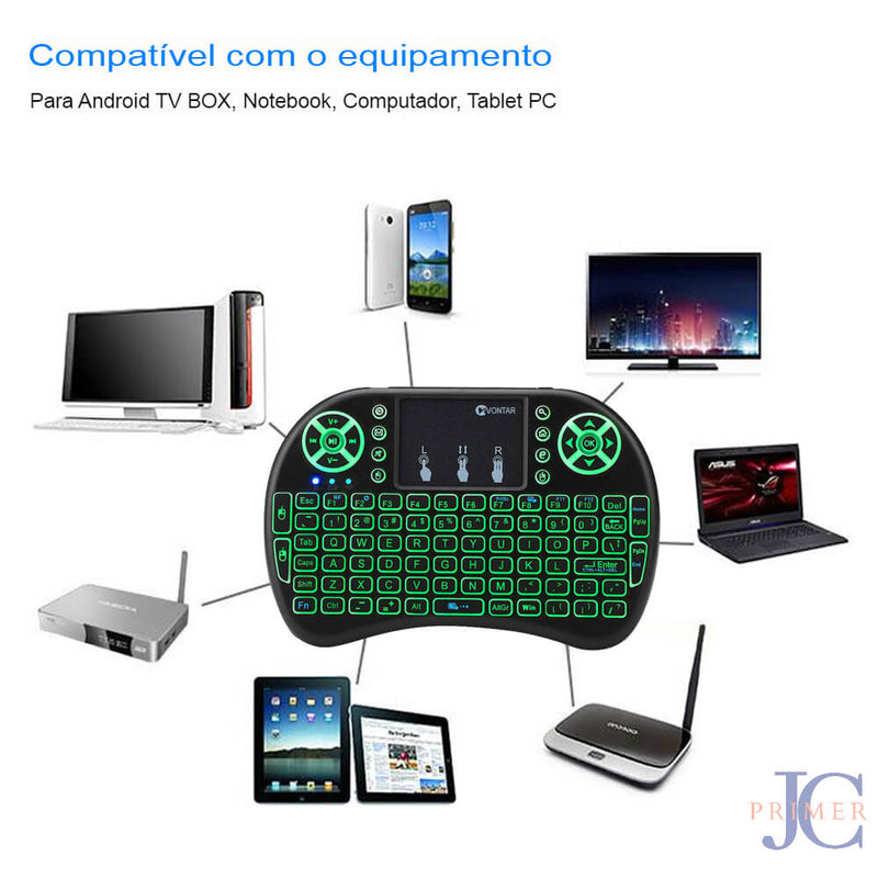 Mini Teclado Controle Para Smart Tv Tv Box Pc - Iluminado